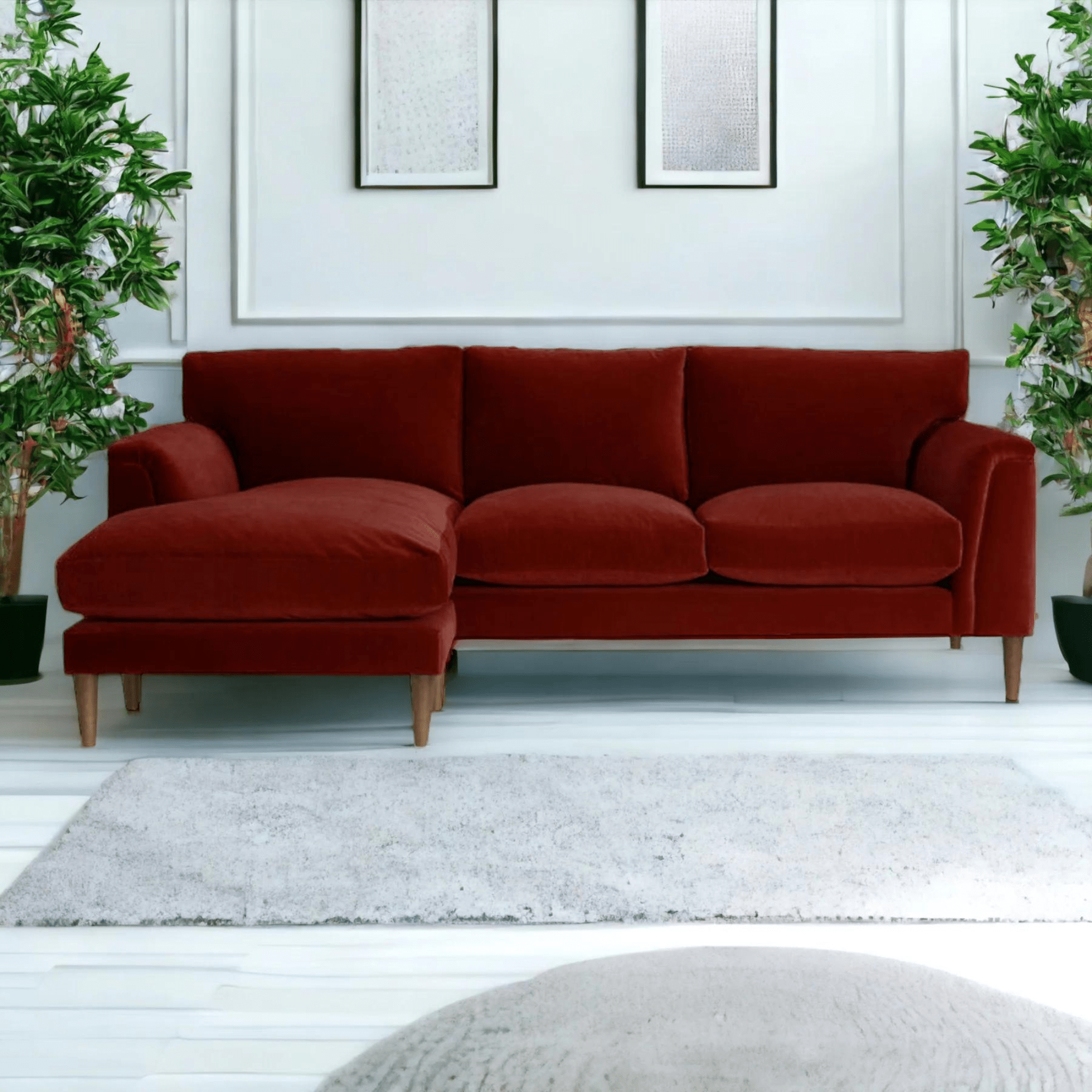L shape sofa red deals