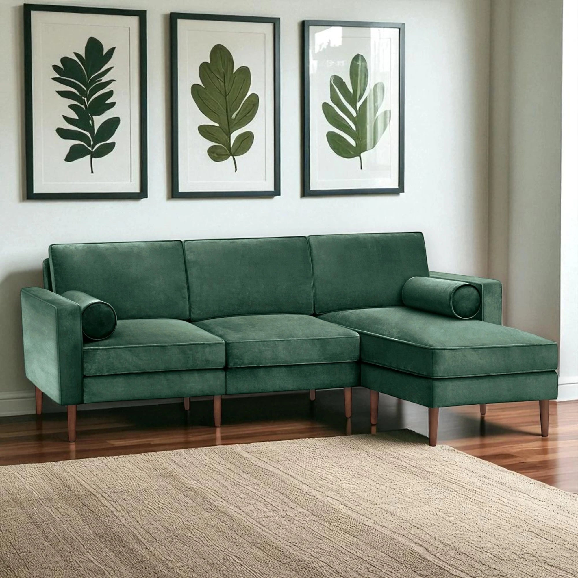 Nismaaya Candace Velvet L Shape Sofa Green – Nismaaya Decor
