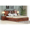 Sheesham Wood Natural Honey Finish King Size Bed With Hydraulic Storage buy from nismaaya decor