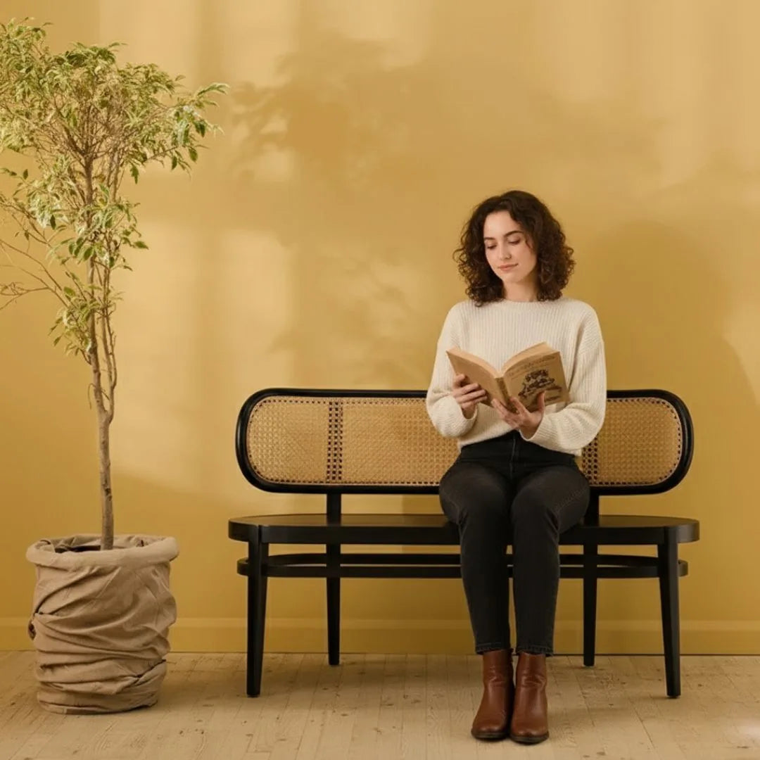 Musk Teak Rattan Bench
