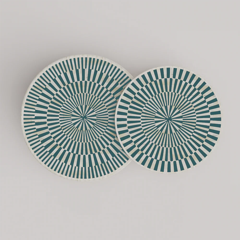 Sunshine Inlay Nesting Table Set Round