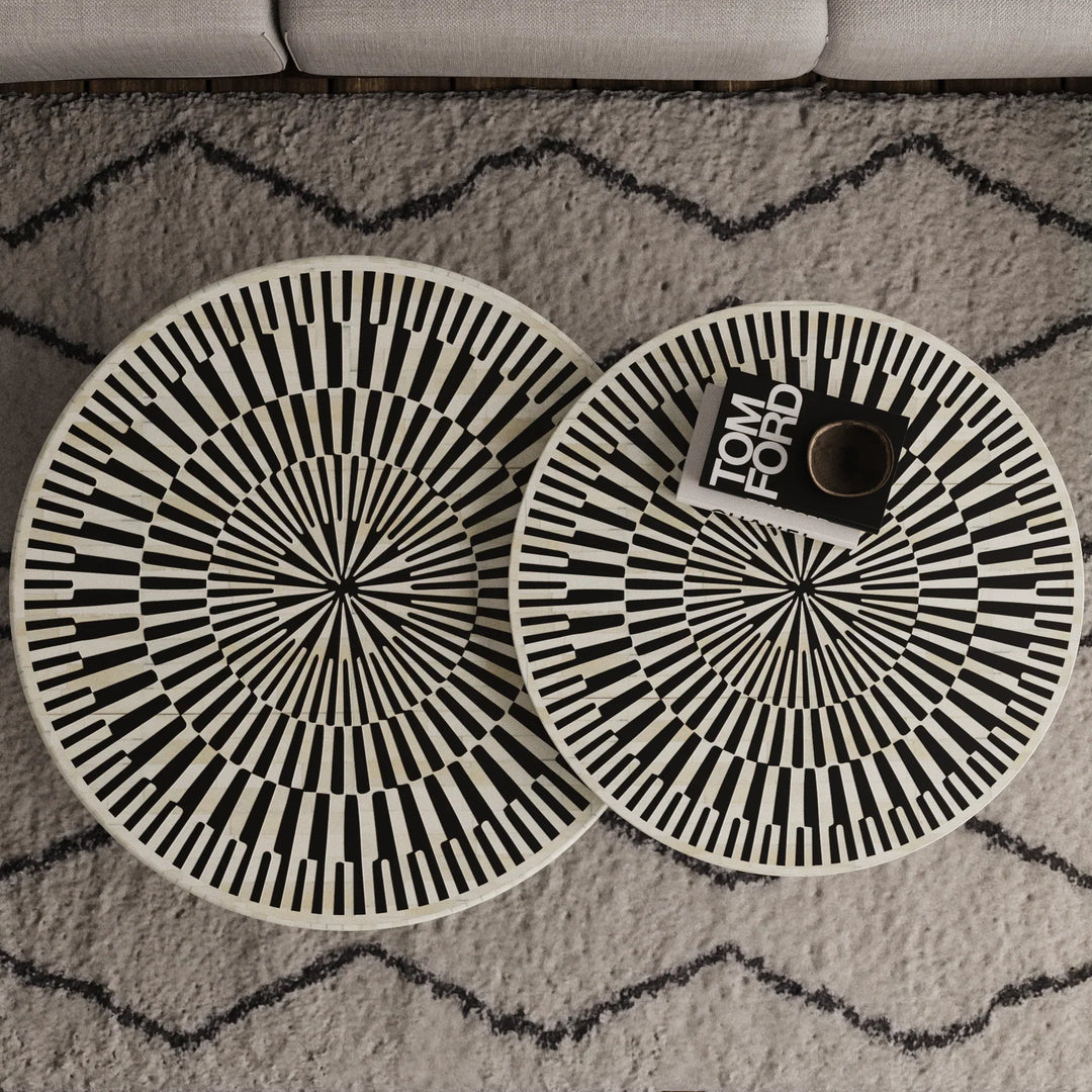 Sunshine Inlay Nesting Table Set Round