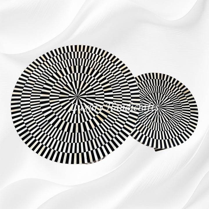 Bone Inlay Illusion Nesting Coffee Table Set Black