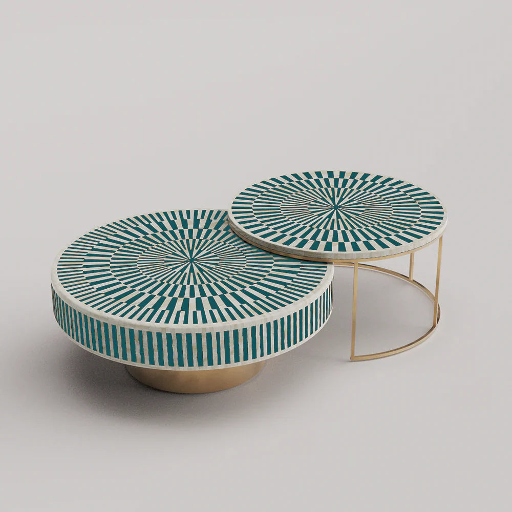 Sunshine Inlay Nesting Table Set Round
