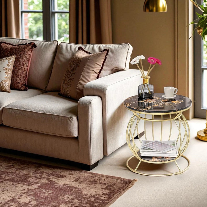 Creative Round 2 Tier Marble Side Table Coffee Table Simple