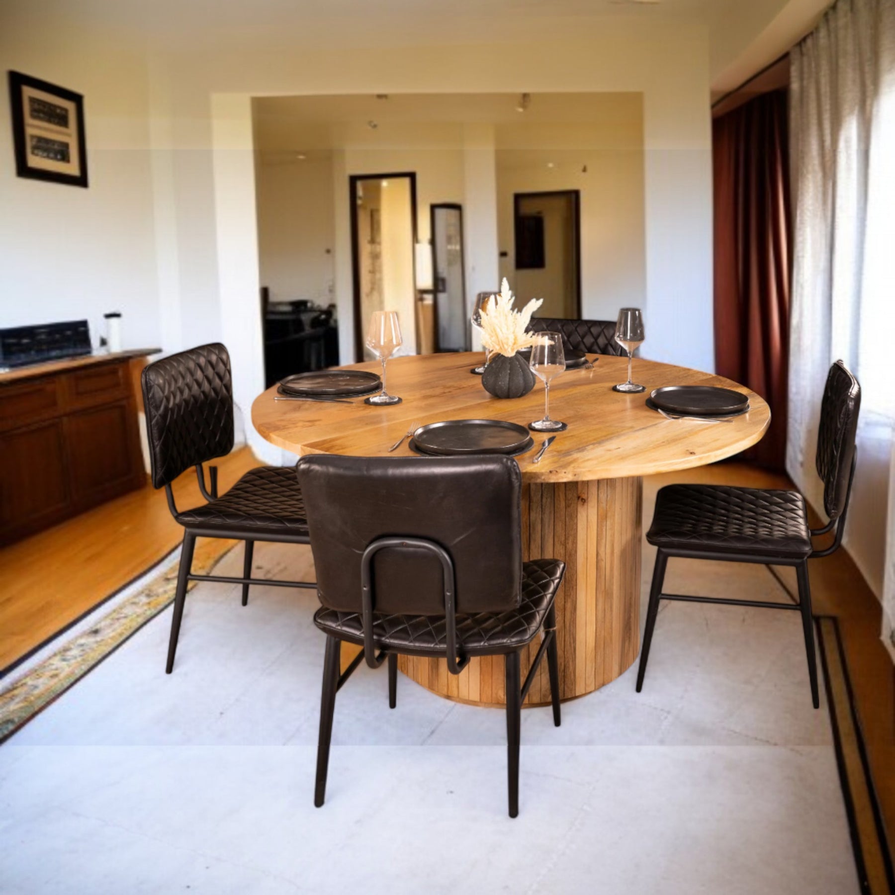 Kitchen Table Reno Reno Flute Art Deco Design Round Dining Table – Nismaaya Decor
