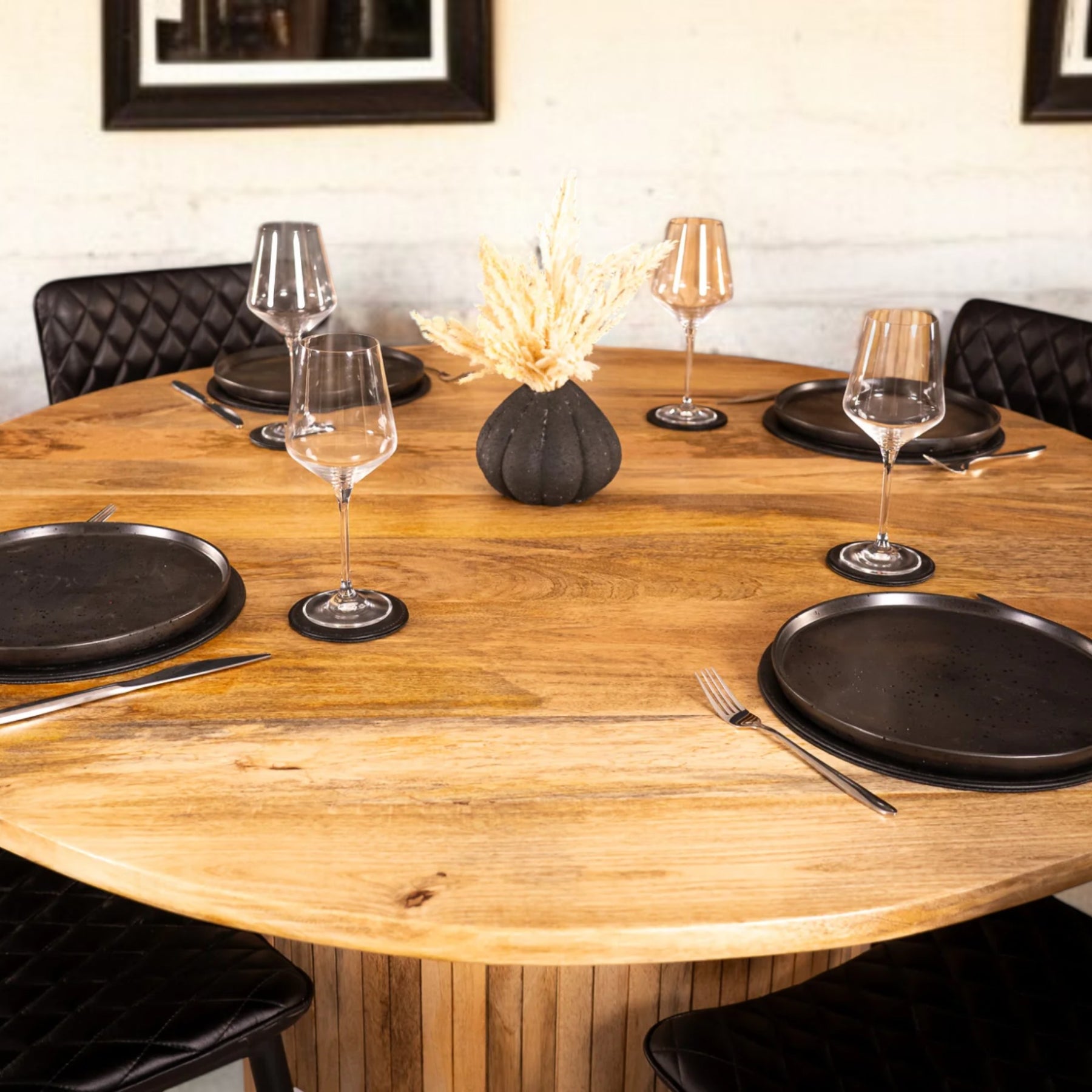 Kitchen Table Reno Reno Flute Art Deco Design Round Dining Table – Nismaaya Decor