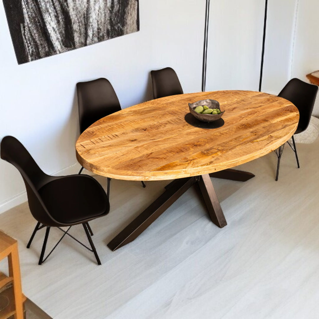 Nismaaya Spider Pedestal Design Oval Dining Table with Black Spider Legs