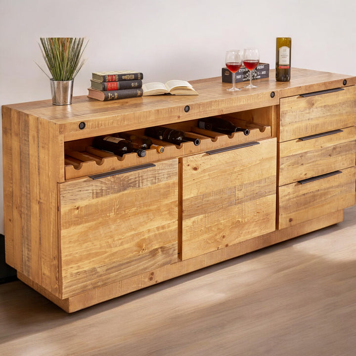 Finca Pine Sideboard with Wine Rack - Natural