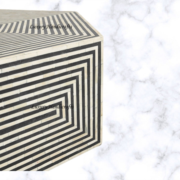 Hexa Bone Inlay Coffee Table Black