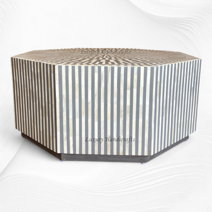 Illusion Octagonal Bone Inlay Coffee Table Grey 1