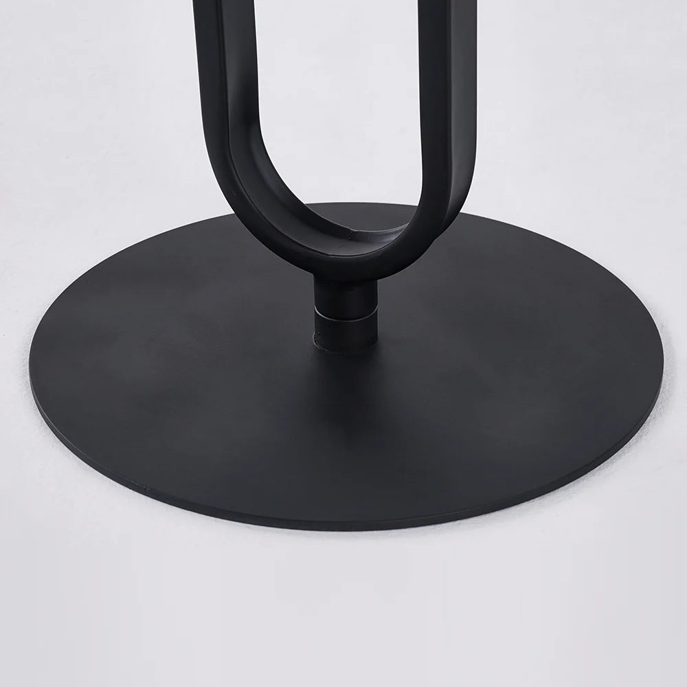 Modern Dark Gray Sintered Stone Round Side Table with Carbon Steel Base