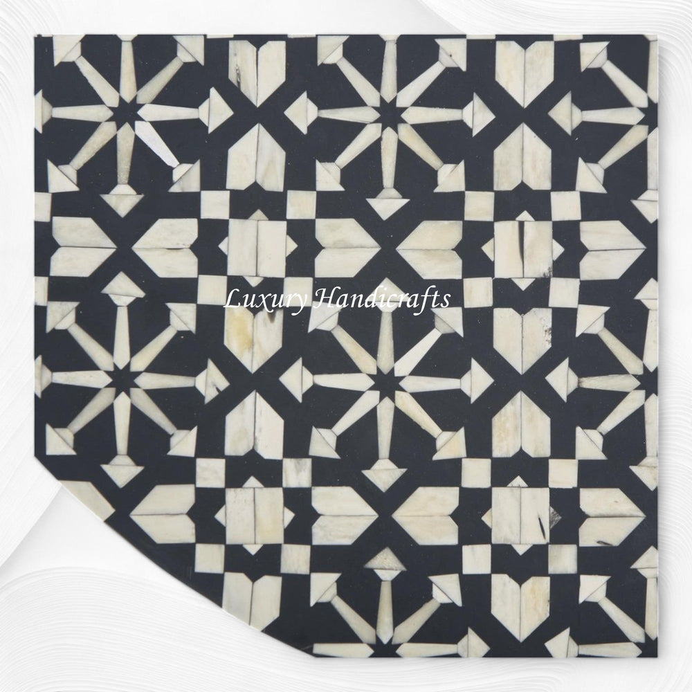 Moroccan Bone Inlay Round Center Table Black 2