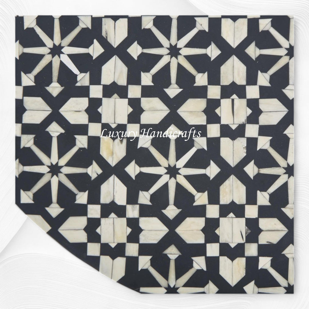 Moroccan Bone Inlay Round Center Table Black 2