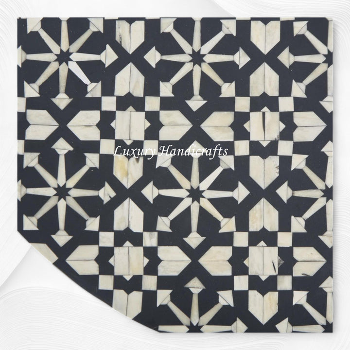 Moroccan Bone Inlay Round Center Table Black 2