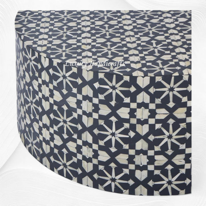 Moroccan Bone Inlay Round Center Table Black 1