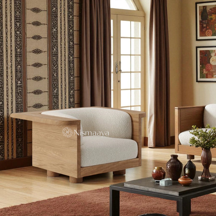 Nismaaya Ainsley Oak Wood Arm Chair