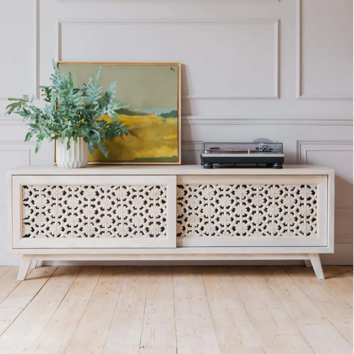 Armin Solid Mango Wood Hand Carved TV Unit 1