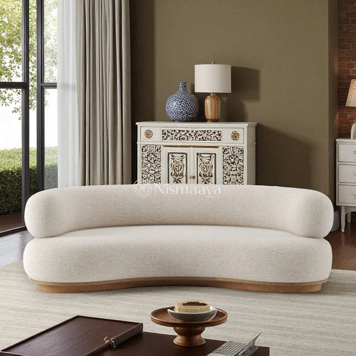 Nismaaya Balwina 3 Seater Sofa Oak Wood & Fabric