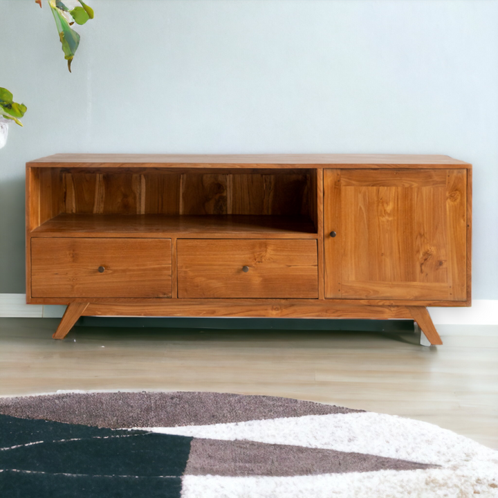 Nismaaya Brando Solid Teak Wood TV Unit | Nismaaya Brando Solid Teak Wood Media Console