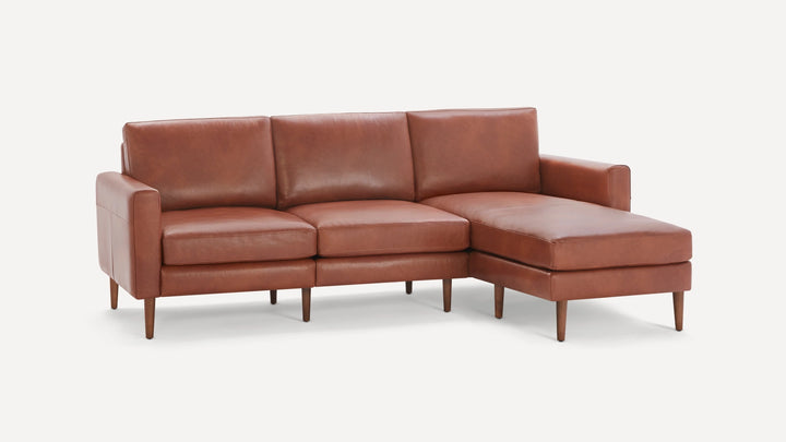 Nismaaya Canan Leather L Shape Sofa Chestnut