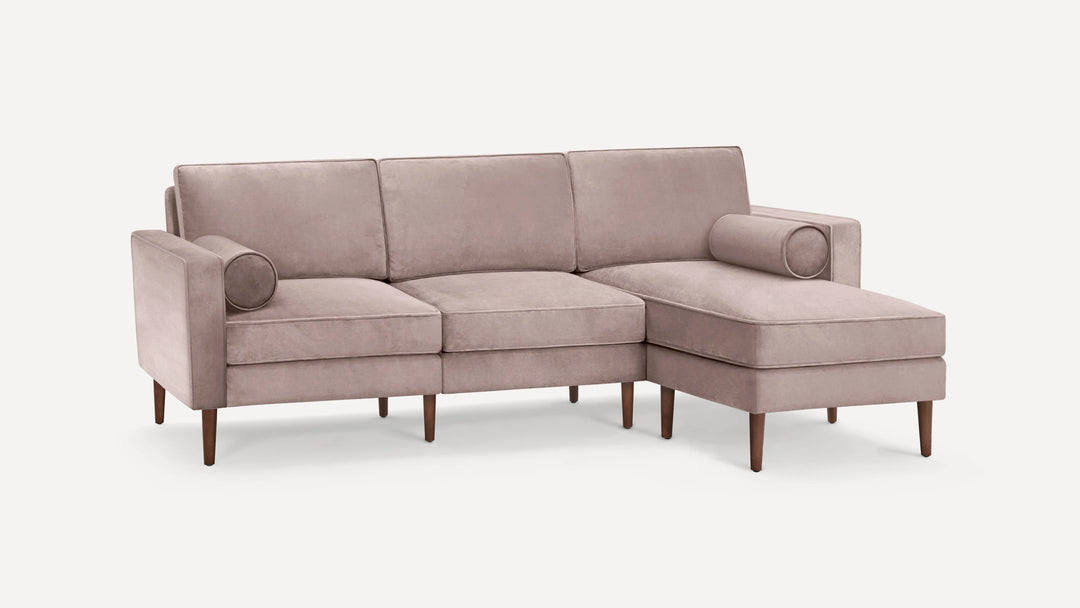 Nismaaya Candace Velvet L Shape Sofa Blush Pink