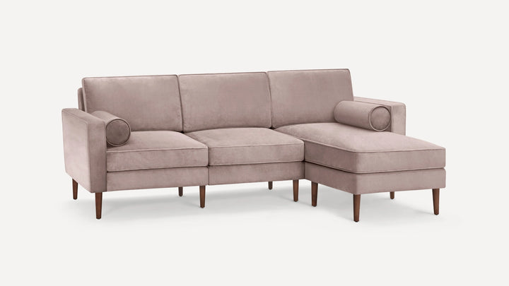 Nismaaya Candace Velvet L Shape Sofa Blush Pink
