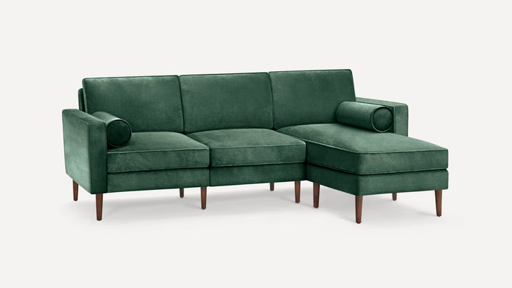 Nismaaya Candace Velvet L Shape Sofa Green