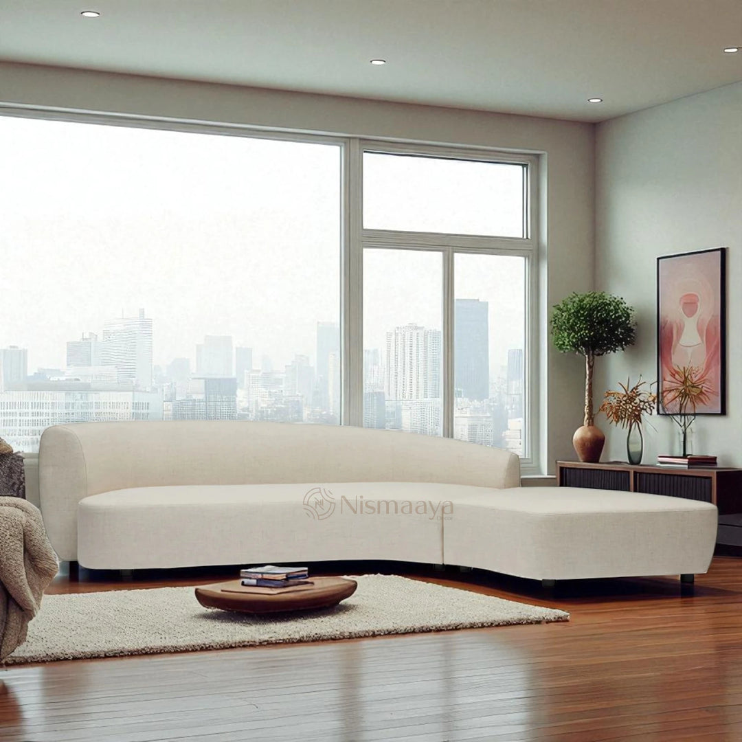 Nismaaya Celine Sectional Sofa Ivory Right-Left