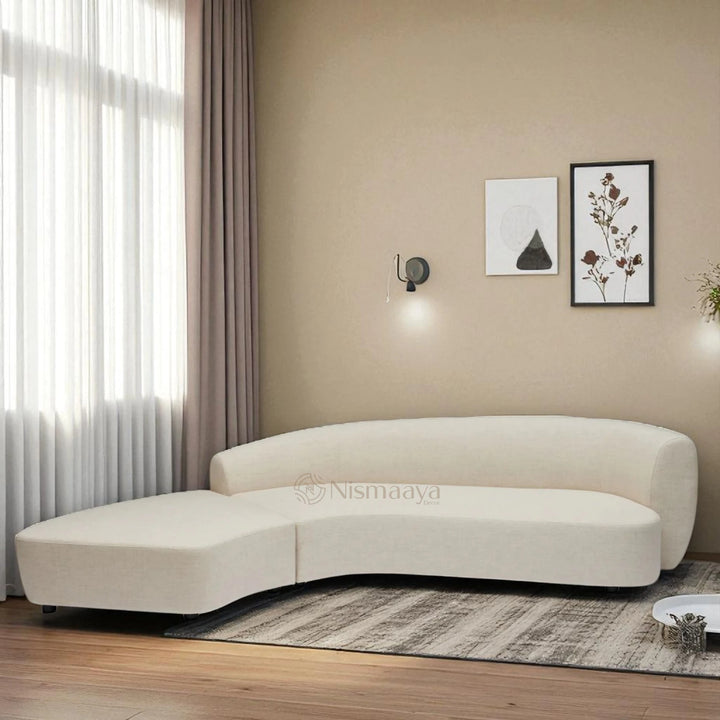 Nismaaya Celine Sectional Sofa Ivory Right-Left