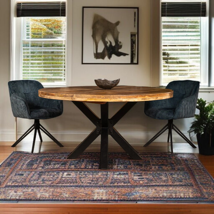 Nismaaya Cross Pedestal Design Round Dining Table