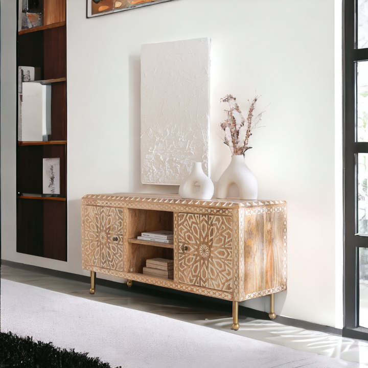 Nismaaya Dyson Solid Mango Wood TV Unit | Nismaaya Dyson Solid Mango Wood Media Console