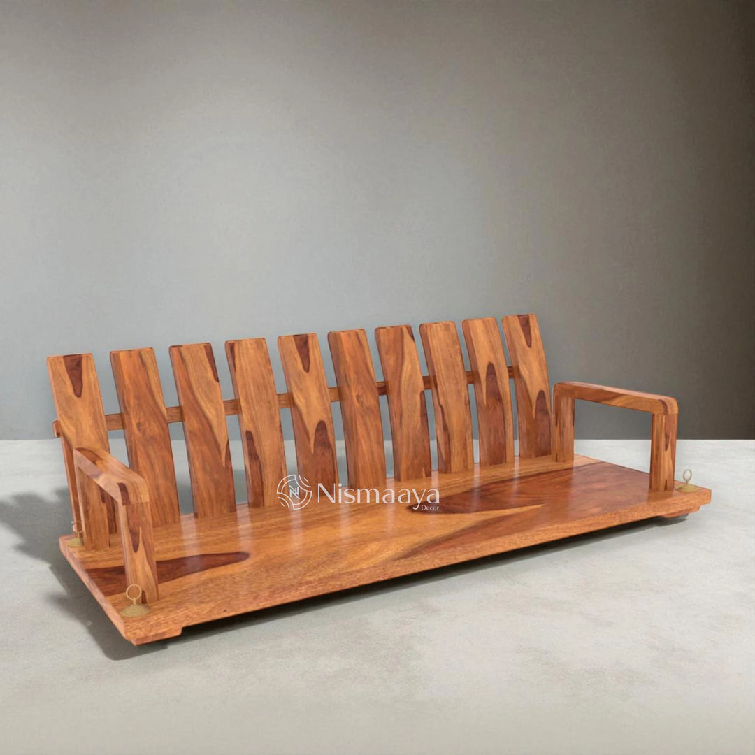Nismaaya Handmade Stripped Simple Wooden Swing - Sheesham wood