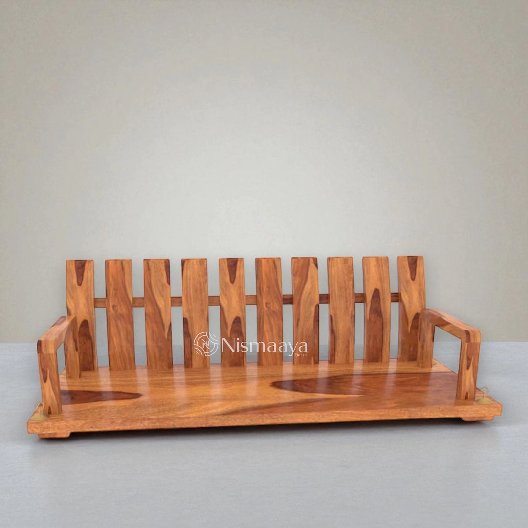 Nismaaya Handmade Stripped Simple Wooden Swing - Sheesham wood