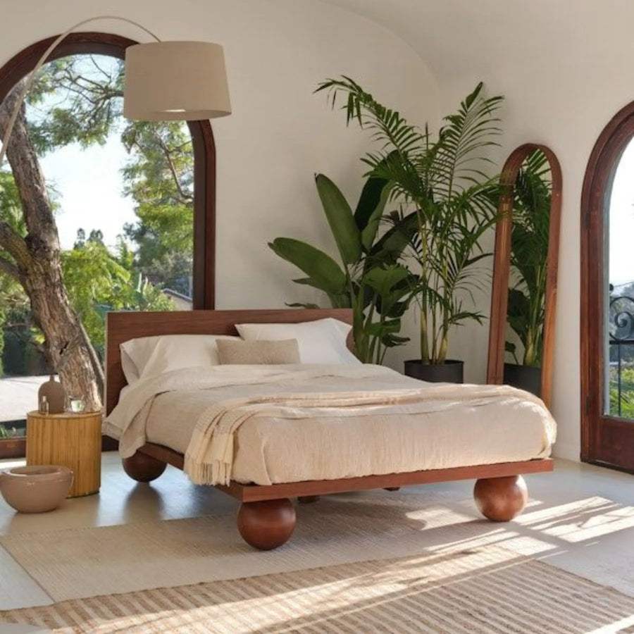 Jakai oak wood king size wooden bed design