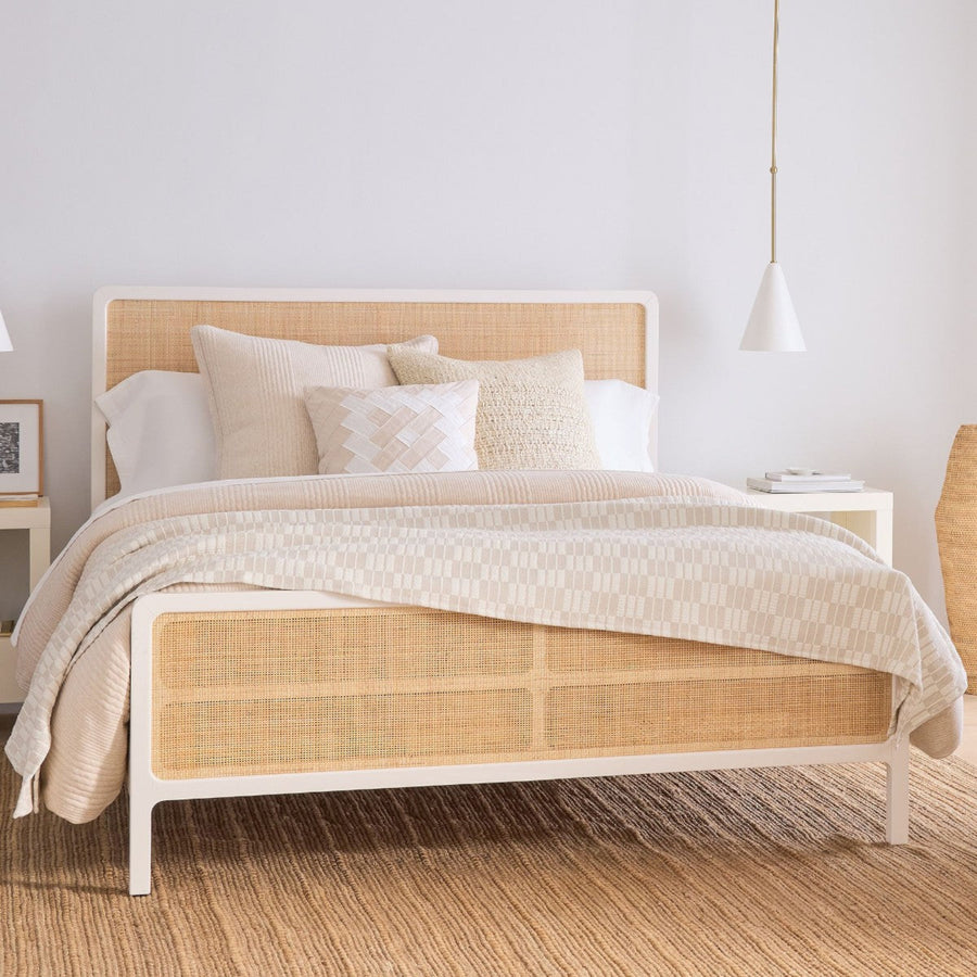 Karston teak wood rattan wooden bed design white black