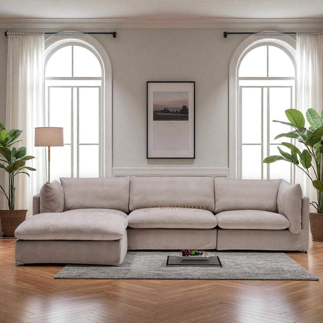 Nismaaya Mia Modular Sofa Sand 3 Seater with Ottoman