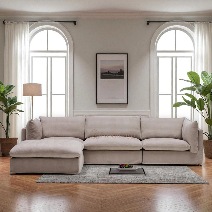 Nismaaya Mia Modular Sofa Sand 3 Seater with Ottoman