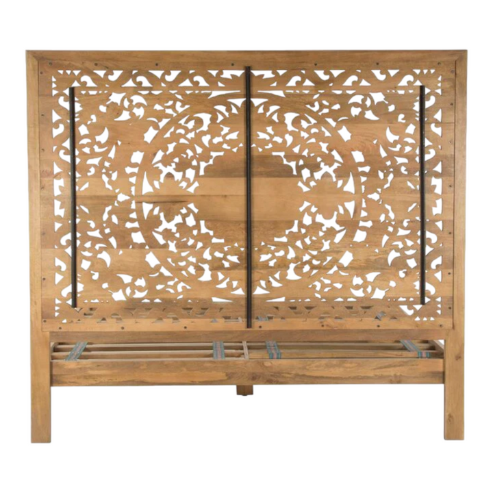 Nismaaya Naara Mango Wood Hand-carved Bed