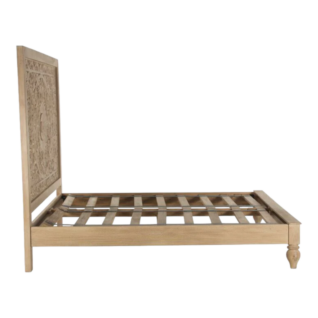 Nismaaya Naara Mango Wood Hand-carved Bed