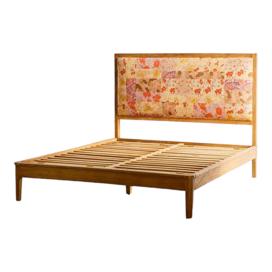 Nismaaya Naava Mango Wood Printed Headboard Bed