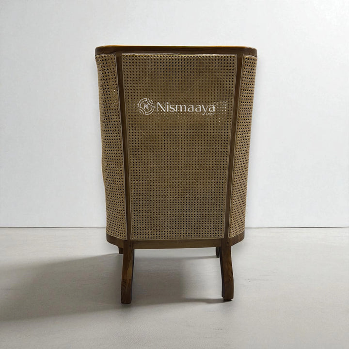Nismaaya Pablo Teak Wood & Rattan Natural Finish Arm Chair