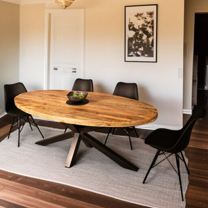 Nismaaya Spider Pedestal Design Oval Dining Table with Black Spider Legs