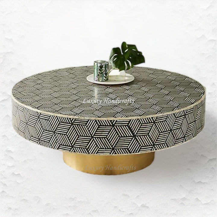 Optical Bone Inlay Coffee Table Black