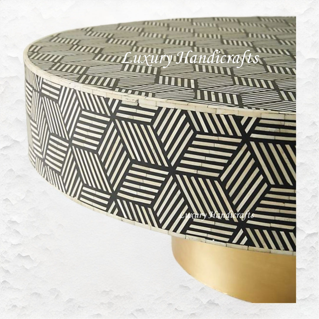 Optical Bone Inlay Coffee Table Black