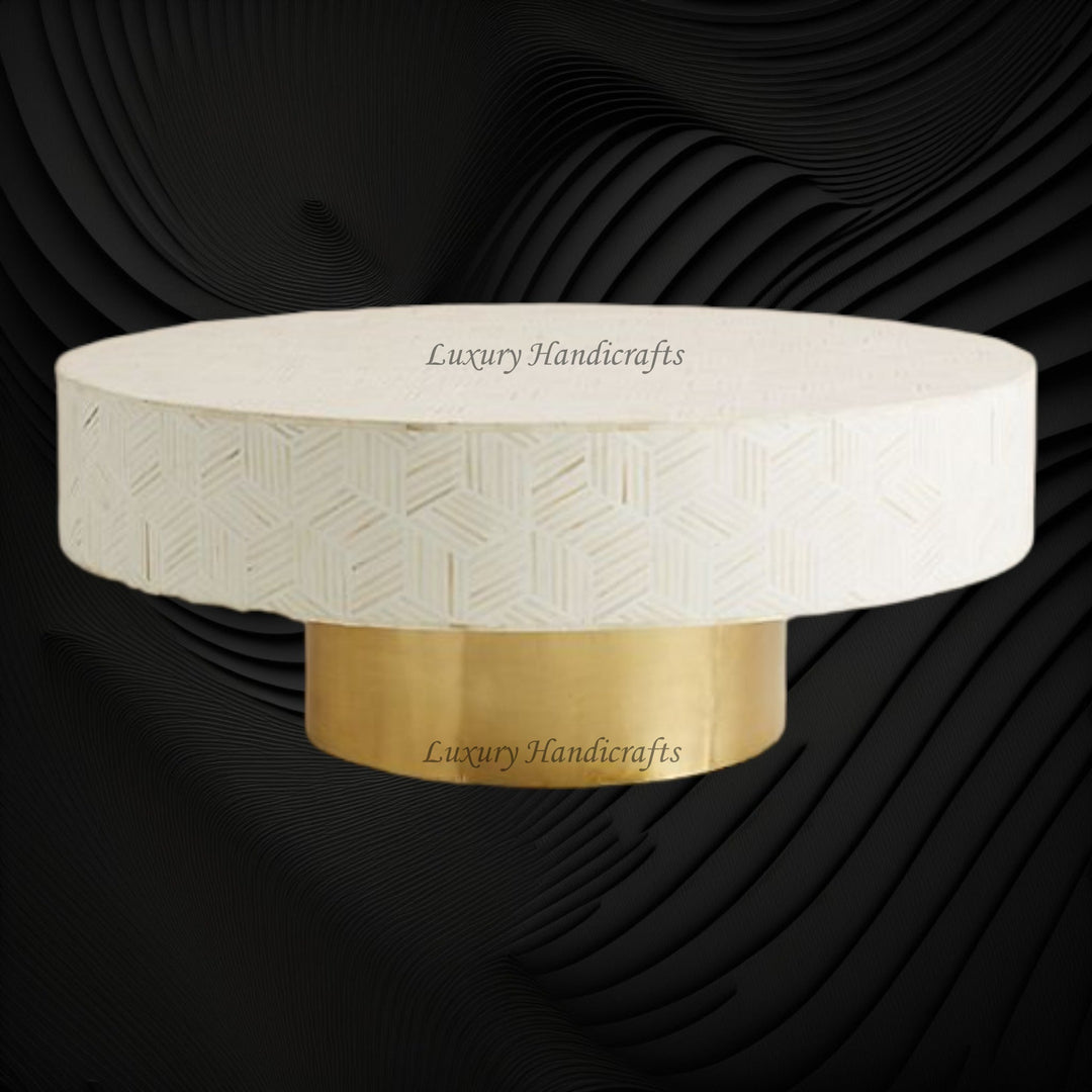 Bone Display Table Optical Bone Inlay Coffee Table White – Nismaaya Decor