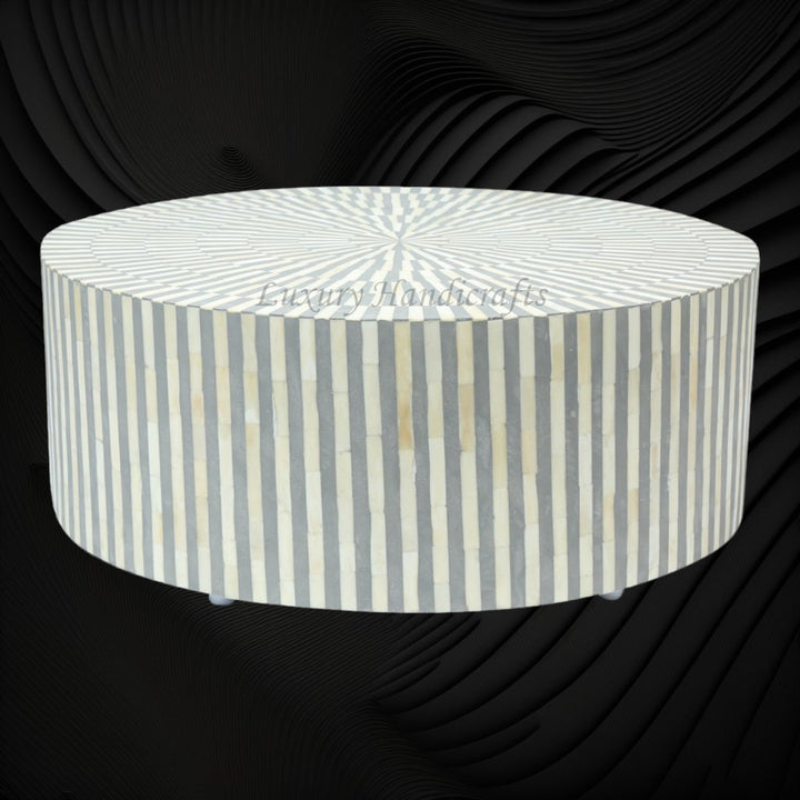Bone Inlay Illusion Stripe Center Table Grey 1