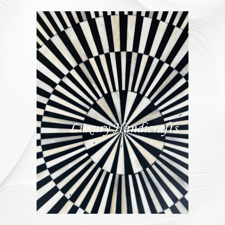 Bone Inlay Illusion Stripe Center Table Black 4