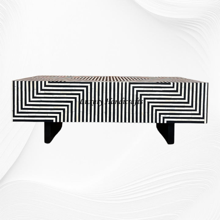 Stripe Bone Inlay Coffee Table Black