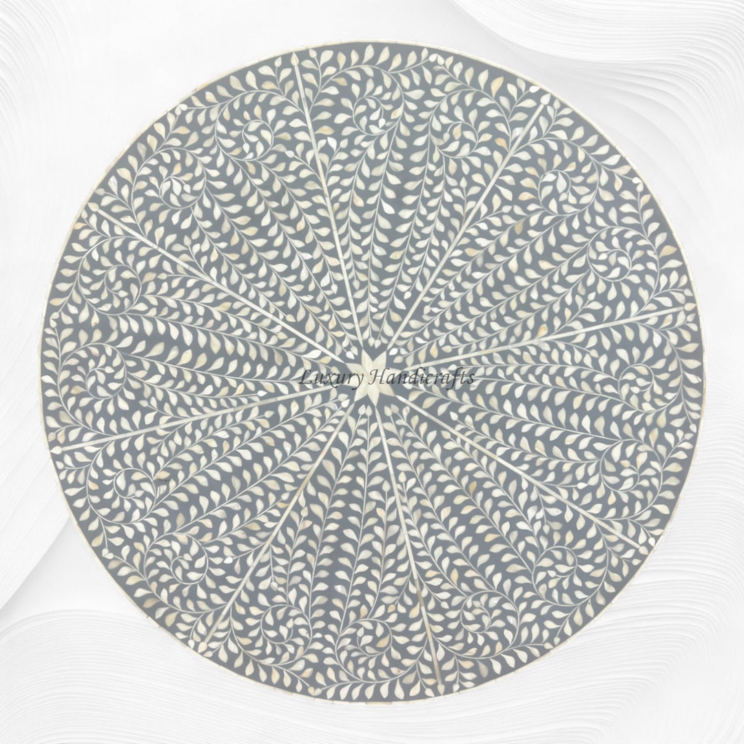 Scroll Vine Bone Inlay Coffee Table Grey 2